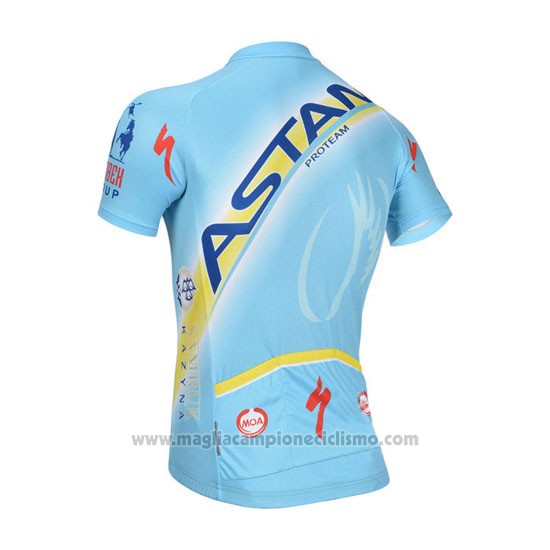 2014 Abbigliamento Ciclismo Astana Azzurro Manica Corta e Salopette